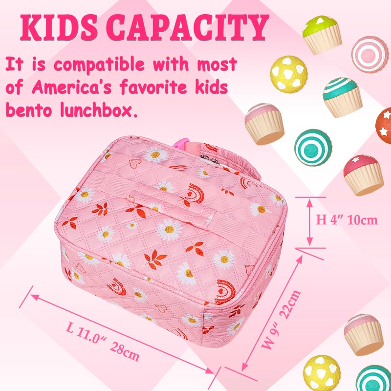 AYoXin Pink Lunch Box Kids with Sandwich/Snack Bag for Girls