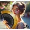 FANSOF.FANS Premium Silk Fabric Border Handheld Folding Fan with Grade