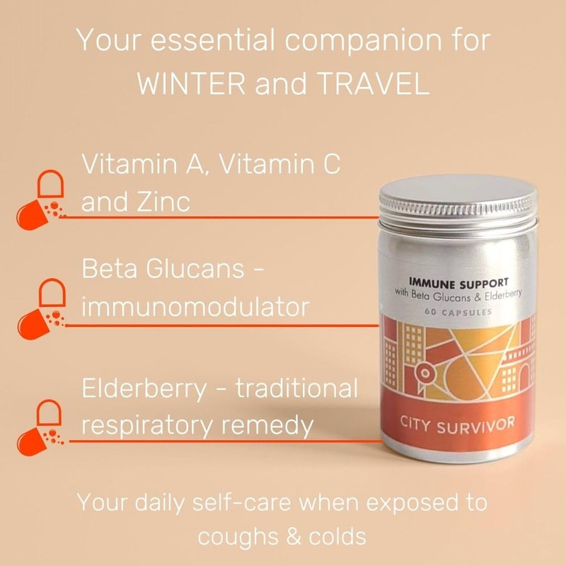 City Survivor Immune Support - Elderberry, Beta Glucans, Vitamin A,