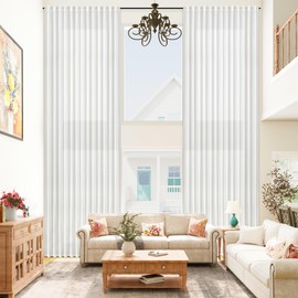 White Linen Sheer Extra Wide Curtains 144 Inches Long 100 Inch Width for Living Dining Room Privacy Light Filtering Back Tab Curtain Drape 144 Inch Length for Sliding Door Bedroom(1 Panel, W100xL144)