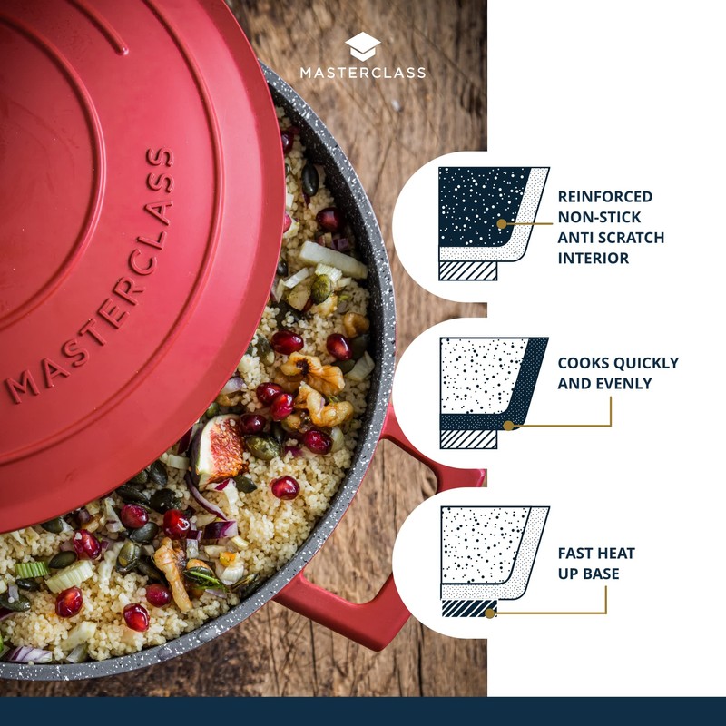 MasterClass Casserole Dish with Lid, Large 5L/28 cm, Lightweight Cast