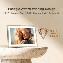 Digital Picture Frame, 10.1'' Frameo Digital Frame Wifi, 32GB Memory, 1280*800 HD Touch Screen Digital Photo Frame, Wall Mountable, Share Instantly, Anniversary, Birthday Gifts for Women, Mom, Golden