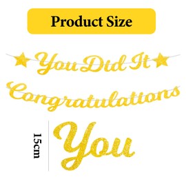 BHSTTNIXP Graduation Banner,Prom Decorations 2025 Flag,You Did It Congratulations Banner for Retirement Anniversary Party Photos Backdrop,Gold