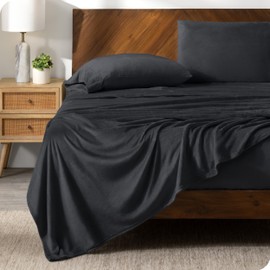 Bare Home Velvety Soft Microplush Sheet Set Queen - Black