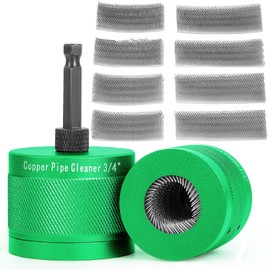 1/2" & 3/4" Metal Copper Pipe Cleaner Set with 1/4 Hex Shank,Each Set Additional 3Pcs Replaceable Blades for Cleaning Rust,Stains and Paint from Copper Pipes and All Types of Metal Pipes(Green)