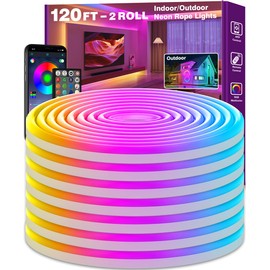 SINLEY Led Neon Rope Lights 120FT,Control with App/Remote,Flexible Led Rope Lights,Multiple Modes,IP68 Outdoor RGB Neon Lights Waterproof,Music Sync Gaming Led Strip Lights for Bedroom Indoor