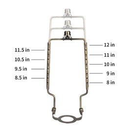 8 9 10 11 12 inch Lamp Shade Harp Holder, ALUCSET Adjustable Lamp Harp Kit, Fit Both Standard Lamp Rod and E14 E26 E27 Light Base UNO Fitter Adapter Converter Finial Set, Lampshade Bracket