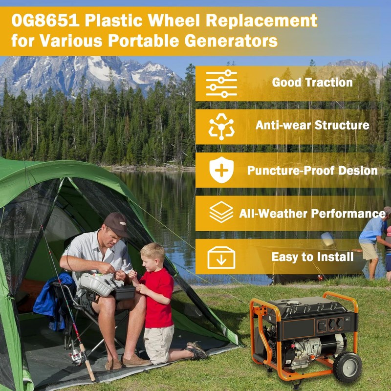 Showingo 0G8651 Wheel Plastic 9.5" Diameter Compatible With Generac Portable