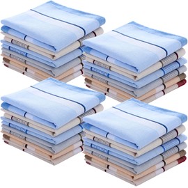 24 Pcs Soft Cotton Men's Handkerchief Plaid Handkerchiefs for Men 16 Inch Pocket Square Gift Set for Father Husband Boyfriend(Cute)