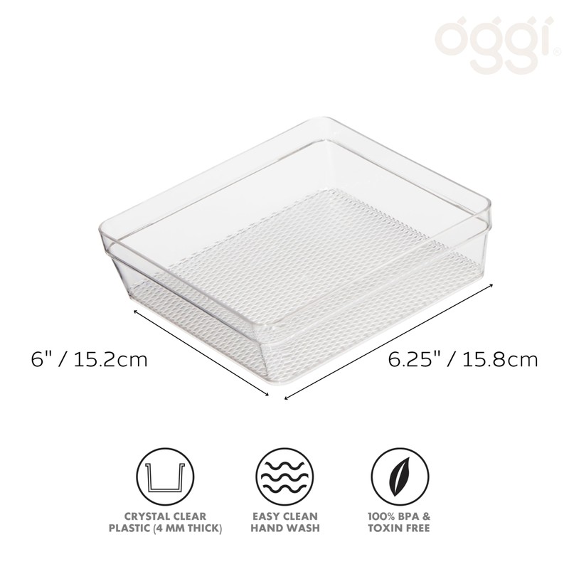 Oggi Clear Drawer Organizer - 6" X 6.25"- Ideal for