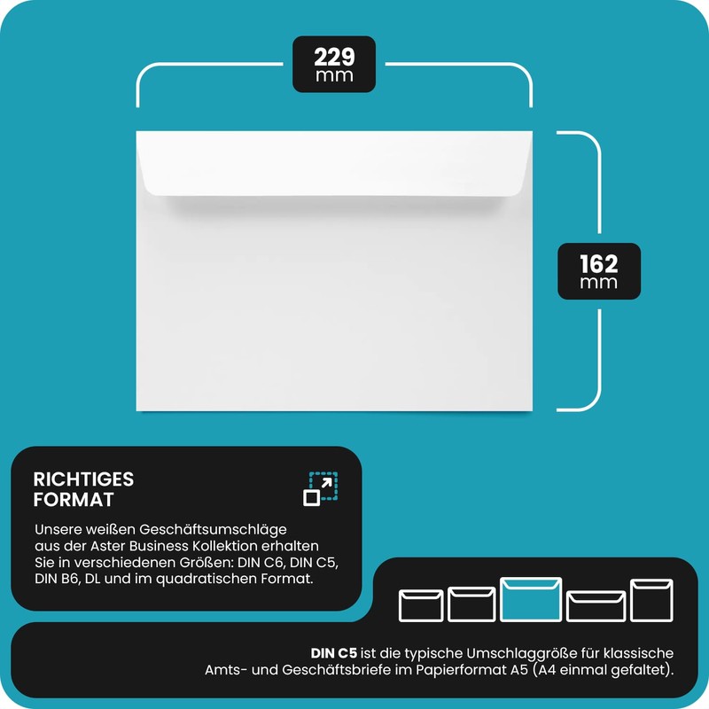 Netuno 50 White Envelopes DIN C5 162 x 229 mm