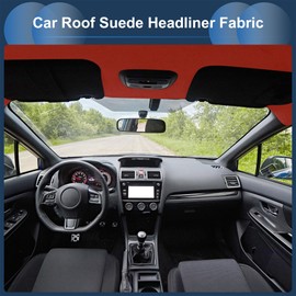 INFINAUTO Headliner Fabric 80" l x 57" W for Car Truck RV SUV Boat Automotive Interior Trim DIY Roof Repair Replacement Foam Backing Suede Fabric Red
