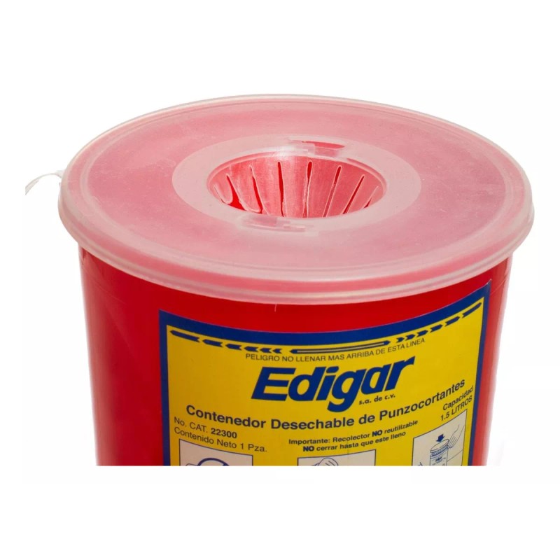 Edigar Contenedor Para Rpbi Punzocortantes 1.5l Rojo - Edigar