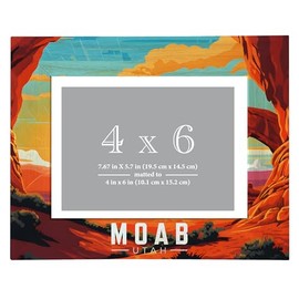 R and R Imports Moab Utah Design C Souvenir Wooden Photo Frame Matted 4 x 6 Inch Single
