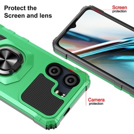 Mocotto for BLU View 5 Case with Tempered Glass Screen Protector,Military Grade Heavy Duty Shockproof Protective Cover,with Ring Kickstand for BLU View 5 (Green)