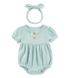 MAMIMAKA 3 Pack Newborn Baby Girl Clothes Cotton Bubble Romper Infant Outfit Floral Bodysuit, 6-9 Months