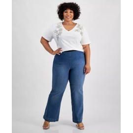 I.n.c. Concepts Plus Size High-Rise Pull-on Flare-Leg Jeans, Med Indigo Sz-24W