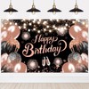 Lecheme Rose Gold Happy Birthday Backdrop 6x4ft Black Pink Birthday