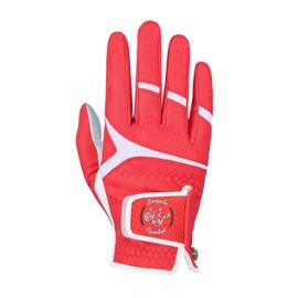 SIMPLE SYMBOL Men's Golf Glove Premium Synthetic Leather,Stable Grip,Two Pack（Left is Wear on Left Hand,Right is Wear on Right Hand） Four Colors to Choose from White/Sky/Beige/Red(Red,L,Right)