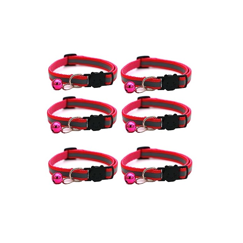 Hepplly 6-Pack Cat Collars Quick Release Reflective Kitten Collar with