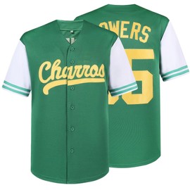 kioken Kenny Powers Jerseys #55 Myrtle Beach Mermen Baseball Jersey Button Down Shirt Movie Baseball Jersey for Mens (L, Green)