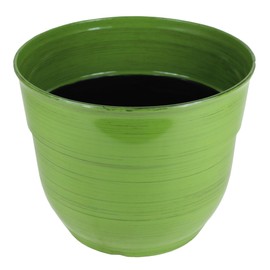 Garden Elements Indoor/Outdoor Glazed Brushed Happy Plastic Planter, Large, Dark Green, 15"
