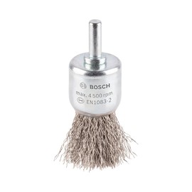 Bosch 1x PRO Stainless Steel Longlife End Brush, Crimped Wire for 6 mm Cylindrical Shank and Drill (Ø 25 mm, Professional Accessory Rotary Drill/Drivers)