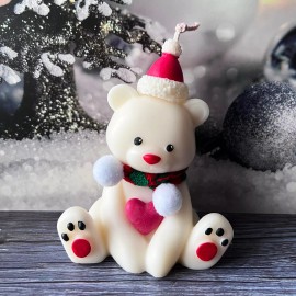 Lumiine Christmas Teddy Bear Candle Cute Bear Candle Christmas Decor Home Decor