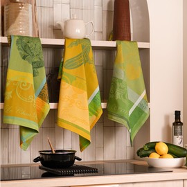 Garnier Thiebaut Les Courgettes Jonquille Jacquard French Kitchen Towel
