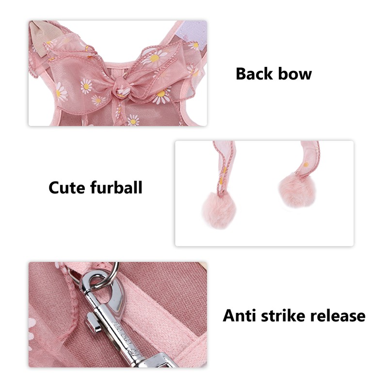 Cat Harness and Leash Set Breathable Fairy Bowknot Vest Cat