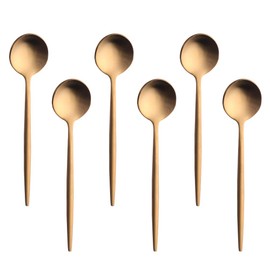 Bisda Portuguese Coffee Spoon Tea Spoon Set, Gold, 18-8 Stainless Steel, Set of 6, Cute Gift ..