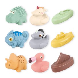 Bath Toys for Kids Ages 1-3 , 9 Pack No Hole Animal and Float Boats Baby Bath Toys for Babies 6-12 Months, Baby Pool Bathtub Toys Presents for Preschool Toddlers Boys Girls