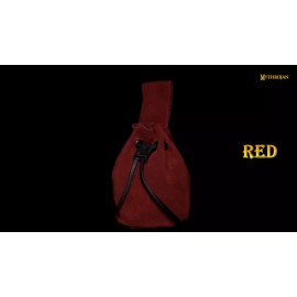 Mythrojan Medieval Leather Pouch Renaissance Larp Mini Bag Drawstring Closure Red Suede