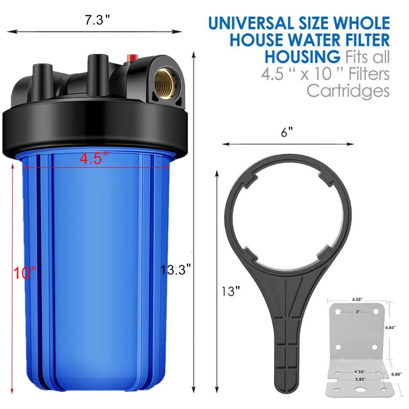 Universal 10" x4.5" Big Blue Whole House Water Filter Housing