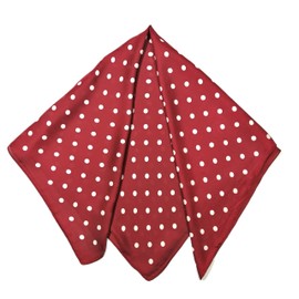 Shanlin Silk Feel Solid Color Square Scarves 27" X 27”(Red Polka Dots)