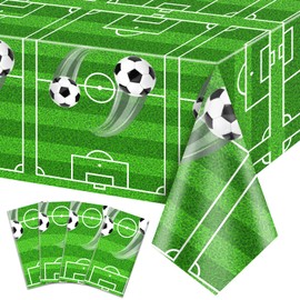 QUERICKY 4 Pack Soccer Party Tablecloths, Soccer Theme Birthday Table Cover, 51x87'' Plastic Disposable Rectangle Tablecloth for Men Boys Birthday Party Soccer Theme Party Decorations