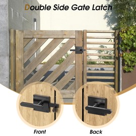 Aglehome Double Side Gate Latch, Heavy Duty Gate Latch for Wooden Fence, Black Fence Gate Latch with Handles, Heavy Duty Gate Latch for Wooden Gates, Pool Gate, Backyard, Garden