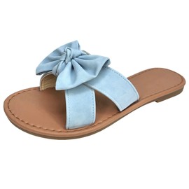 SAMANTHA Sandalias planas sin cordones con lazo de nudo torcido, Celeste, 8.5 US