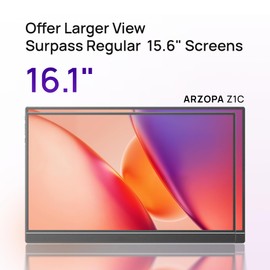 ARZOPA 16.1" Portable Monitor, 100% sRGB FHD 1080P Kickstand Portable Laptop Monitor High Color Gamut Display IPS Eye Care Screen for High-end Office & Entertainment -Z1C