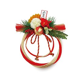 2024 mamawreath HSK-4612R New Year's Ornament, Entryway, Entrance, New Year's Wreath, Pine Size, Mizuhiki, Red, Gold, Vertical Approx. 9.4 inches (24 cm), Width Approx. 9.4 inches (24 cm), Thickness