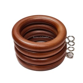 Natural Oak 38mm Wooden Curtain Pole Rings with Screw Eye Drapery Curtain Rings Rod Hanging Sliding Eyelet for 35mm Poles - Pack of 6 Rings.