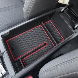 EDBETOS Center Console Organizer Tray Compatible with Kia K5 GT Line DL3 Accessories 2021-2023 2024 2025 Interior Secondary Armrest Storage Box, ABS Material Insert Tray, Red Trim