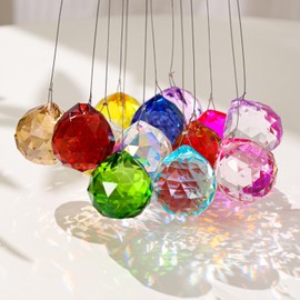 12 Pcs Crystal Ball Prism 30mm, Handmade Multicolor Crystal Suncatchers, Rainbow Makers, Window Ornament, Garden Decoration