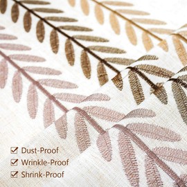 Deep Dream Tablecloths, Embroidery Leaf Table Cloth Cotton Linens Wrinkle Free Anti-Fading,Table Cover Decoration for Kitchen Dinning Party (Rectangle/Oblong, 55 x 102 Inch, 8-10 Seats, Linen)