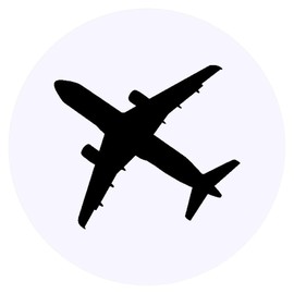 24 x 40mm Round 'Airplane Silhouette' Stickers (SK00065332)