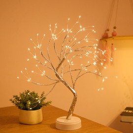 Hwylizg Fairy Light Spirit Tree,20" Tabletop Bonsai 108 LED Tree Light, USB or Battery Powered,Touch Sensor Switches,DIY Artificial Tree Lamp for Bedroom Desktop Christmas Room Decor (Warm White)