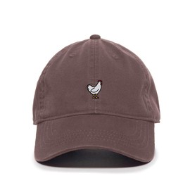 Tech Design Chicken Baseball Cap Embroidered Cotton Adjustable Dad Hat Brown