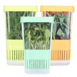 LUVCOSY 3 Pack Herb Keeper, BPA-Free Plastic Herb Saver with an Inner Basket for Cilantro, Mint, Parsley, and Asparagus, Keeps Fresh Herbs for 3 Times Longer