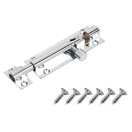 SISI UK® 75mm Door Bolt, Polished Chrome Barrel Door Bolt Lock, Door Latch with Screws, Ideal Door Locks for Internal & External Doors for Bedroom, Bathroom, Toilet, Gate, Cupboards & Cabinets