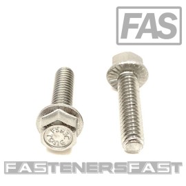 FAS (25) 1/4-20x1 Stainless Steel Hex Flange Bolts 1/4x1" Serrated Flange screws